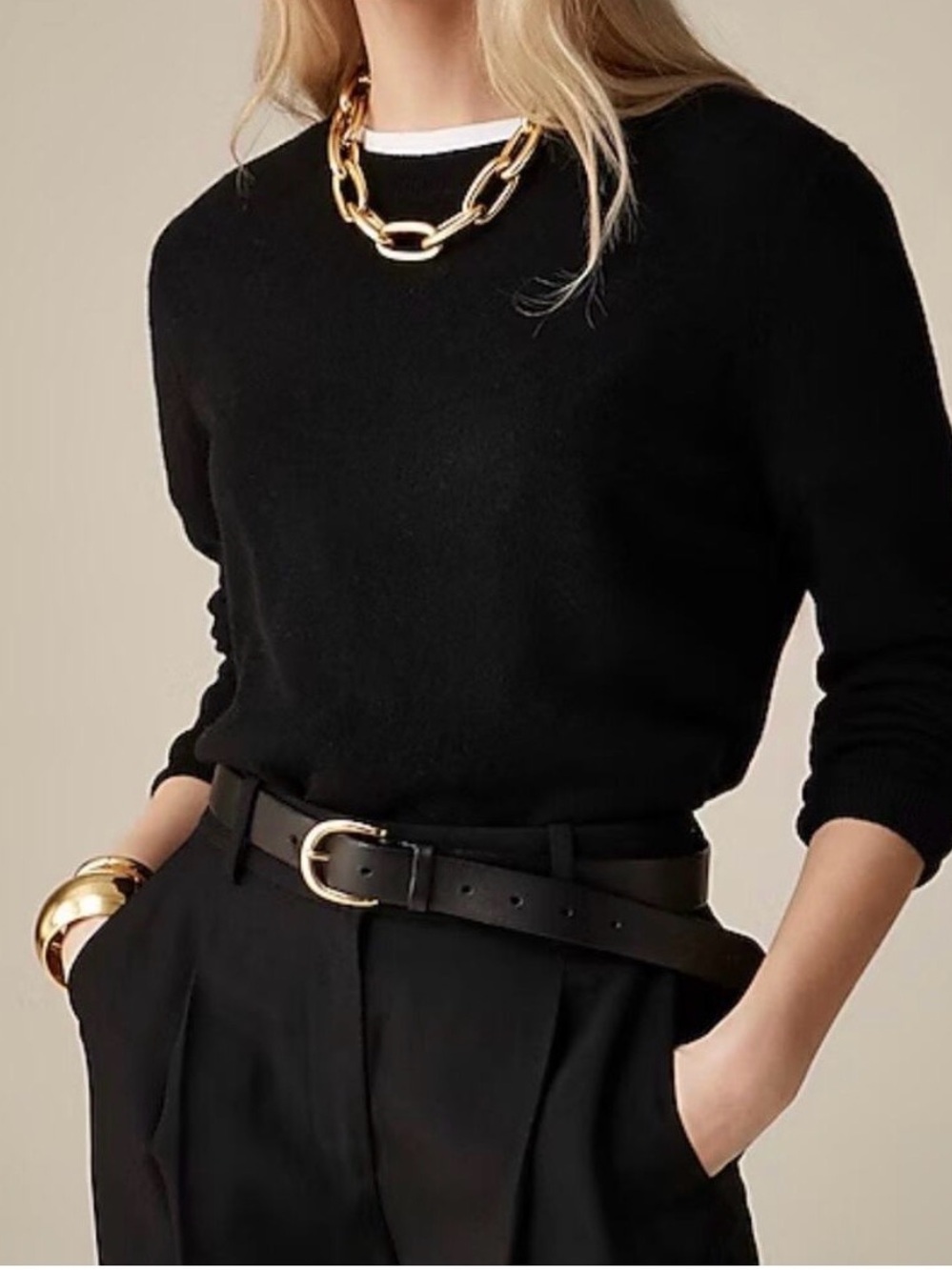 NWT J. CREW Cashmere Cropped Sweater Black Large